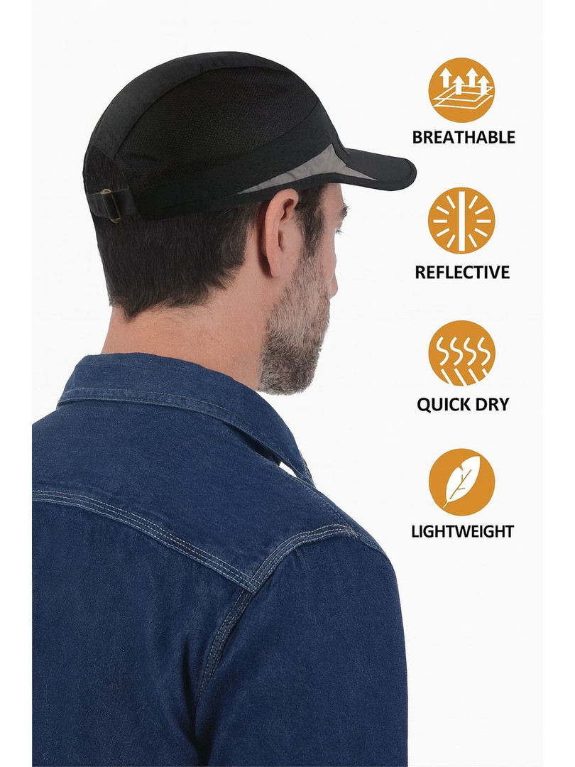 HSR Unisex Black Unstructured Reflective Lightweight Stylish Sports Soft Hat Cap